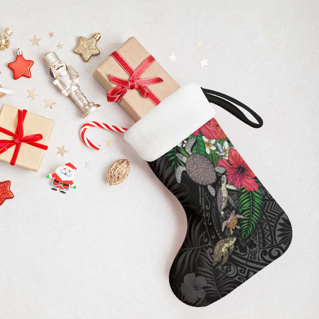 Hawaiian Tropical Plants and Turtles Christmas Stocking Polynesian Art Motifs