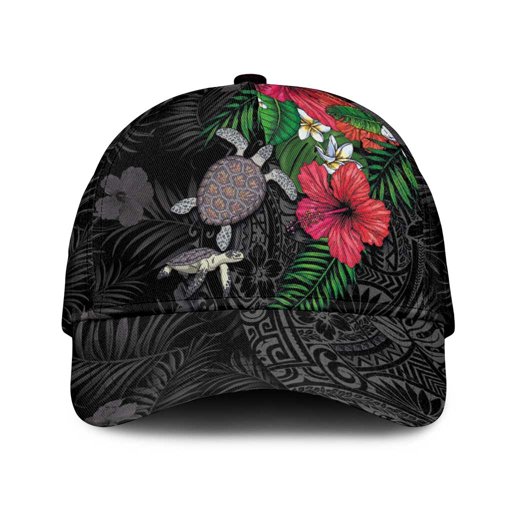 Hawaiian Tropical Plants and Turtles Classic Cap Polynesian Art Motifs
