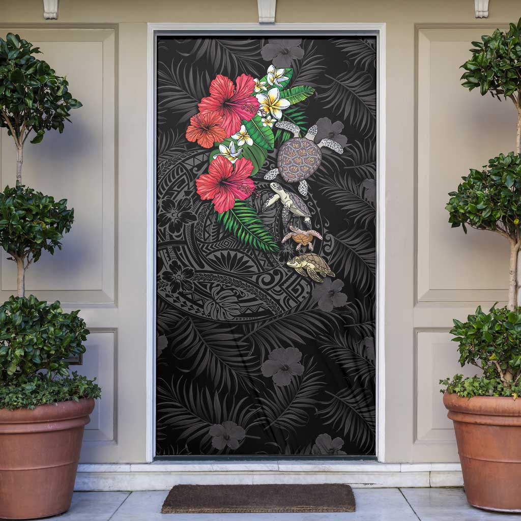 Hawaiian Tropical Plants and Turtles Door Cover Polynesian Art Motifs