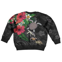 Hawaiian Tropical Plants and Turtles Kid Ugly Christmas Sweater Polynesian Art Motifs