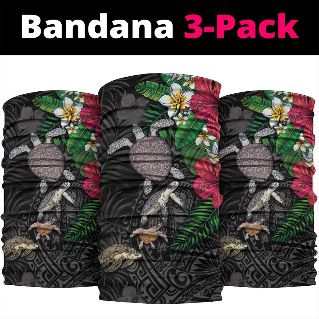 Hawaiian Tropical Plants and Turtles Neck Gaiter Polynesian Art Motifs