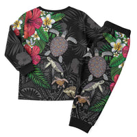 Hawaiian Tropical Plants and Turtles Christmas Pajama Set Polynesian Art Motifs
