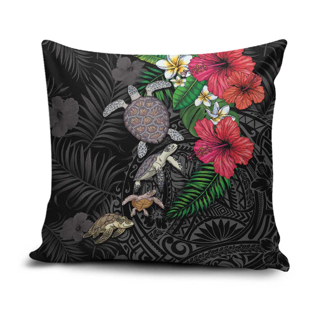 Hawaiian Tropical Plants and Turtles Pillow Cover Polynesian Art Motifs