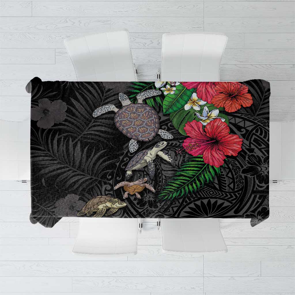 Hawaiian Tropical Plants and Turtles Tablecloth Polynesian Art Motifs
