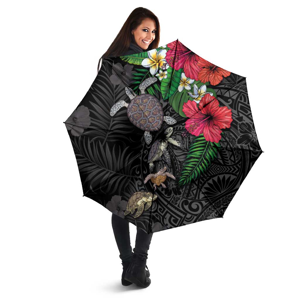 Hawaiian Tropical Plants and Turtles Umbrella Polynesian Art Motifs