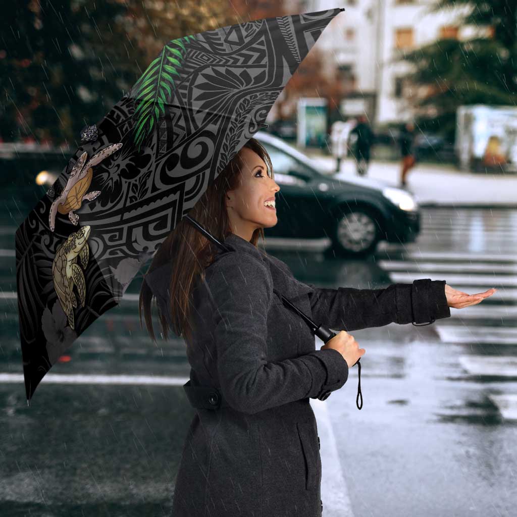 Hawaiian Tropical Plants and Turtles Umbrella Polynesian Art Motifs