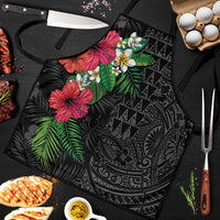 Hawaiian Tropical Plants Apron Kakau Tattoo and Polynesian Pattern Half Black Color
