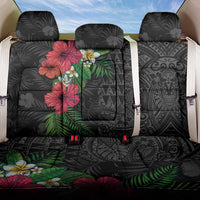 Hawaiian Tropical Plants Back Car Seat Cover Kakau Tattoo and Polynesian Pattern Half Black Color