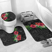Hawaiian Tropical Plants Bathroom Set Kakau Tattoo and Polynesian Pattern Half Black Color