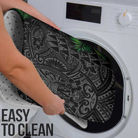 Hawaiian Tropical Plants Bathroom Set Kakau Tattoo and Polynesian Pattern Half Black Color