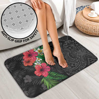 Hawaiian Tropical Plants Bathroom Set Kakau Tattoo and Polynesian Pattern Half Black Color