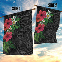 Hawaiian Tropical Plants Garden Flag Kakau Tattoo and Polynesian Pattern Half Black Color