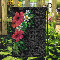 Hawaiian Tropical Plants Garden Flag Kakau Tattoo and Polynesian Pattern Half Black Color