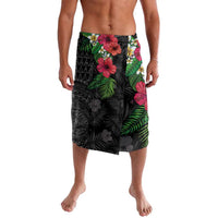 Hawaiian Tropical Plants Lavalava Kakau Tattoo and Polynesian Pattern Half Black Color LT03 Black - Polynesian Pride