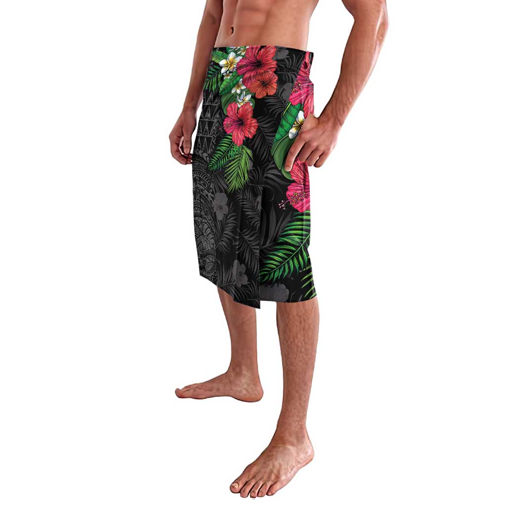 Hawaiian Tropical Plants Lavalava Kakau Tattoo and Polynesian Pattern Half Black Color LT03 - Polynesian Pride