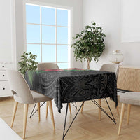 Hawaiian Tropical Plants Tablecloth Kakau Tattoo and Polynesian Pattern Half Black Color