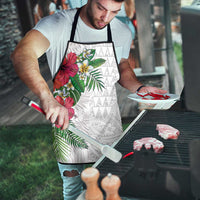 Hawaiian Tropical Plants Apron Kakau Tattoo and Polynesian Pattern Half White Color