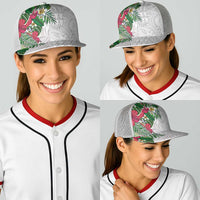 Hawaiian Tropical Plants Baseball Net Cap Kakau Tattoo and Polynesian Pattern Half Black White