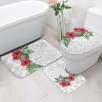 Hawaiian Tropical Plants Bathroom Set Kakau Tattoo and Polynesian Pattern Half White Color