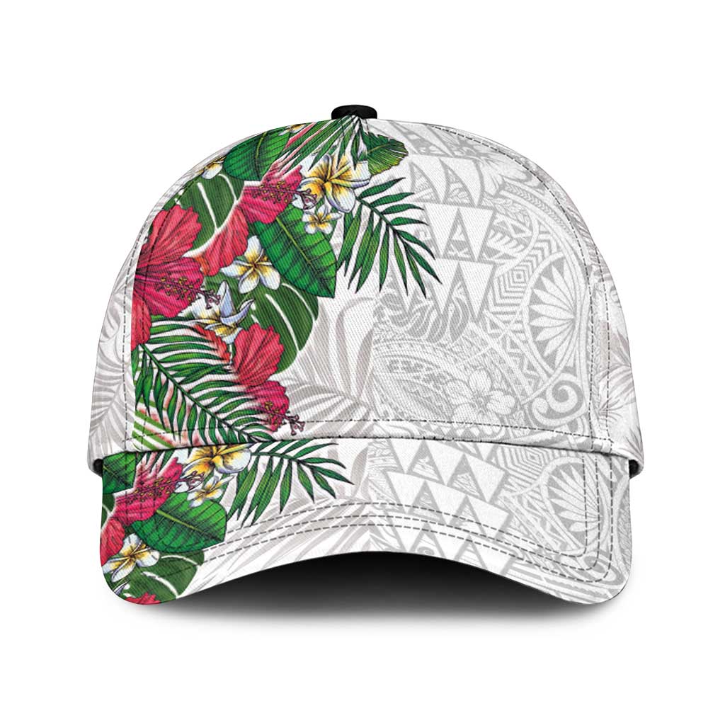 Hawaiian Tropical Plants Classic Cap Kakau Tattoo and Polynesian Pattern Half Black White