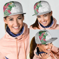 Hawaiian Tropical Plants Mesh Trucker Cap Kakau Tattoo and Polynesian Pattern Half Black White