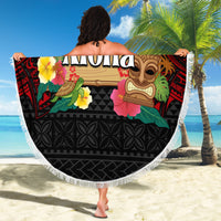 Hawaiian Elements and Polynesian Tattoo Beach Blanket