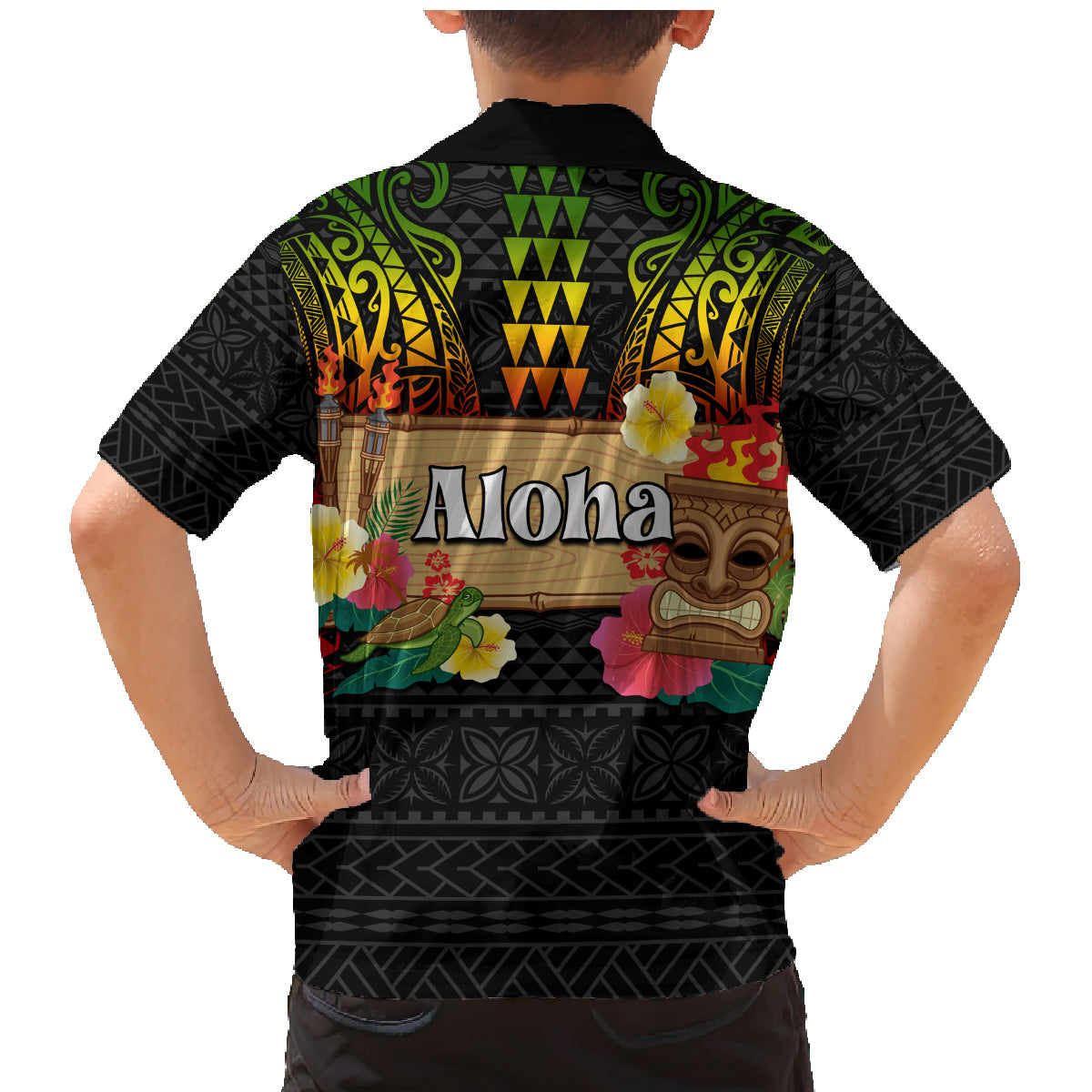 Hawaii Pan-Pacific Festival Family Matching Mermaid Dress and Hawaiian Shirt Hawaiian Elements and Polynesian Tattoo