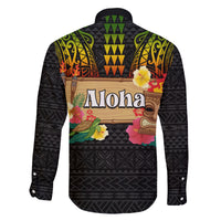 Hawaiian Elements and Polynesian Tattoo Family Matching Off Shoulder Maxi Dress and Hawaiian Shirt LT03 - Polynesian Pride