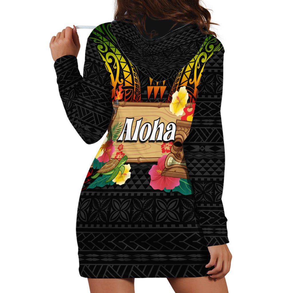 Hawaii Pan-Pacific Festival Hoodie Dress Hawaiian Elements and Polynesian Tattoo