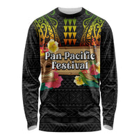 Hawaiian Elements and Polynesian Tattoo Long Sleeve Shirt LT03 Unisex Black - Polynesian Pride