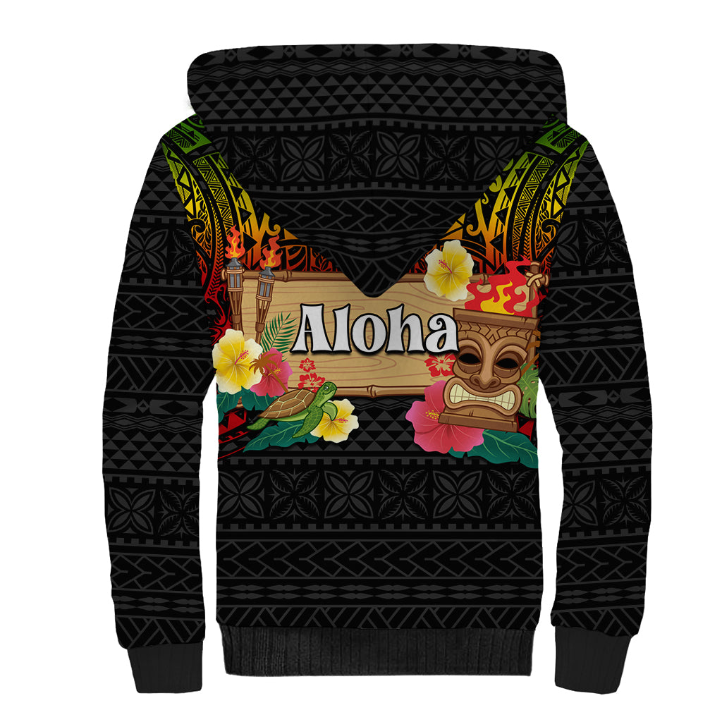 Hawaii Pan-Pacific Festival Sherpa Hoodie Hawaiian Elements and Polynesian Tattoo