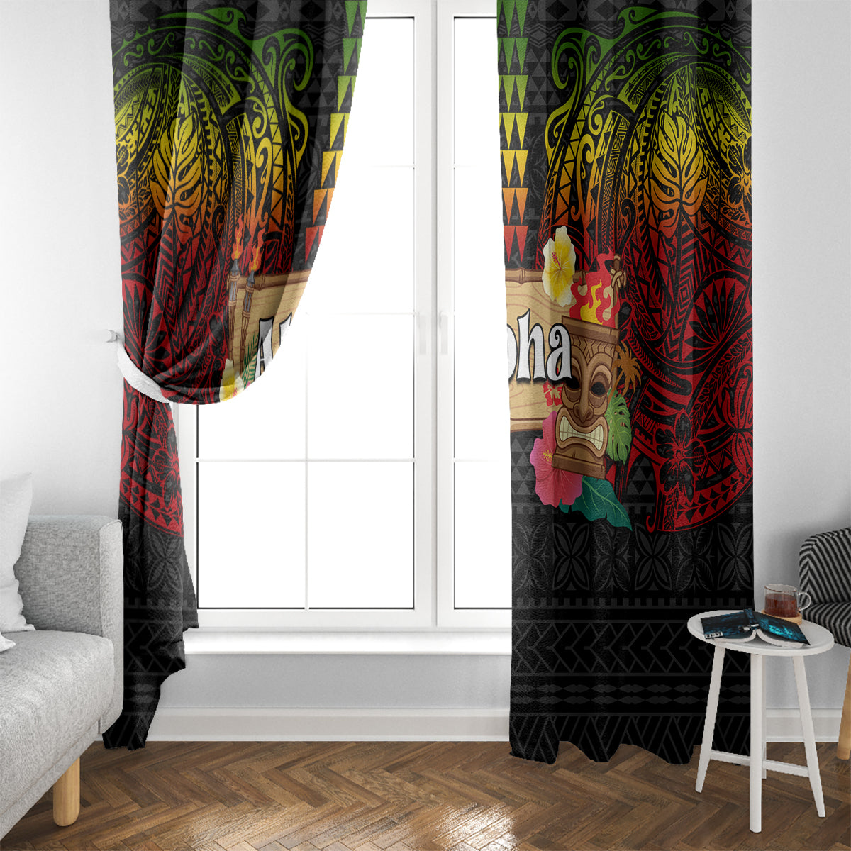 Hawaiian Elements and Polynesian Tattoo Window Curtain LT03 - Polynesian Pride