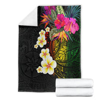 Hawaii Plumeria Blanket Polynesian Tattoo and Hibiscus