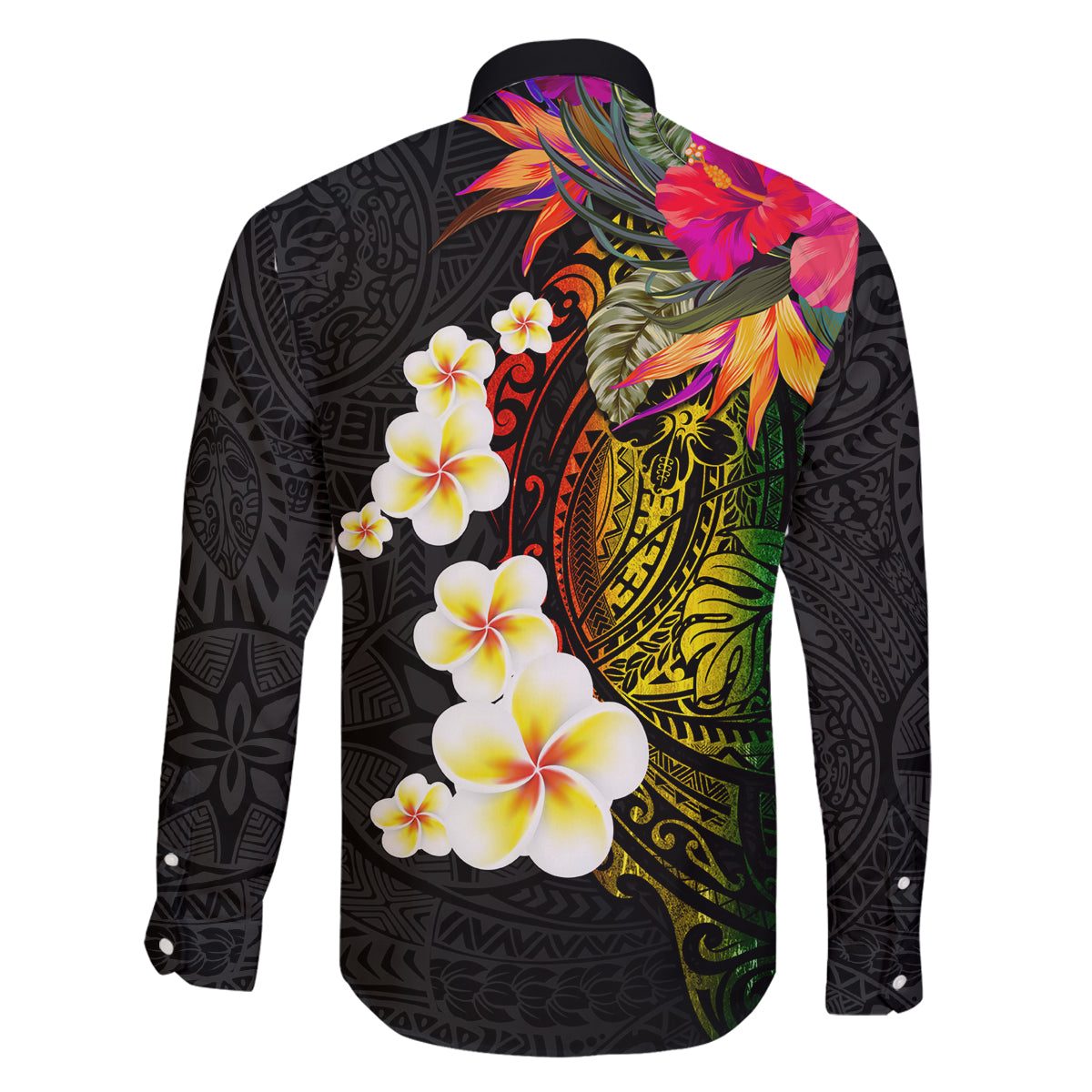 Hawaii Plumeria Family Matching Off The Shoulder Long Sleeve Dress and Hawaiian Shirt Polynesian Tattoo and Hibiscus LT03 - Polynesian Pride