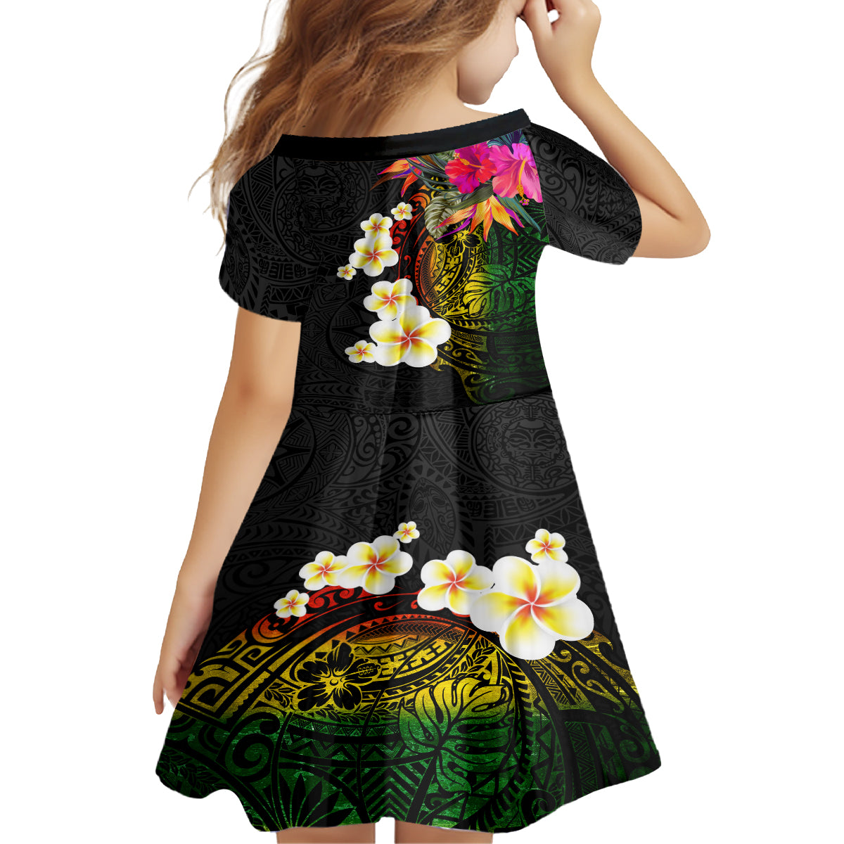 Hawaii Plumeria Family Matching Summer Maxi Dress and Hawaiian Shirt Polynesian Tattoo and Hibiscus LT03 - Polynesian Pride