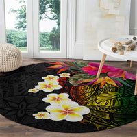 Hawaii Plumeria Round Carpet Polynesian Tattoo and Hibiscus LT03 - Polynesian Pride