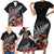 New Zealand Tuatara Family Matching Short Sleeve Bodycon Dress and Hawaiian Shirt Silver Fern Hibiscus and Tribal Maori Pattern Black Color