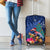 New Zealand Tuatara Christmas Luggage Cover Silver Fern and Xmas Pohutukawa Tree Blue Color