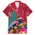 New Zealand Tuatara Christmas Family Matching Off Shoulder Maxi Dress and Hawaiian Shirt Silver Fern and Xmas Pohutukawa Tree Red Color