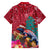 New Zealand Tuatara Christmas Family Matching Puletasi and Hawaiian Shirt Silver Fern and Xmas Pohutukawa Tree Red Color