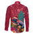 New Zealand Tuatara Christmas Family Matching Puletasi and Hawaiian Shirt Silver Fern and Xmas Pohutukawa Tree Red Color