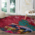 New Zealand Tuatara Christmas Round Carpet Silver Fern and Xmas Pohutukawa Tree Red Color