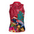 New Zealand Tuatara Christmas Women Sleeveless Polo Shirt Silver Fern and Xmas Pohutukawa Tree Red Color