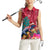New Zealand Tuatara Christmas Women Sleeveless Polo Shirt Silver Fern and Xmas Pohutukawa Tree Red Color