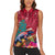New Zealand Tuatara Christmas Women Sleeveless Polo Shirt Silver Fern and Xmas Pohutukawa Tree Red Color