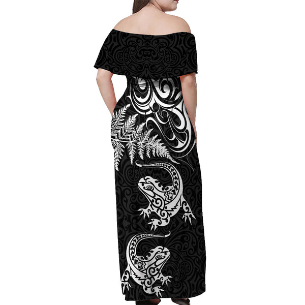 Vanuatu Off Shoulder Long Dress Tribal Tattoo No.1 main image 1