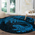 New Zealand Tuatara Tribal Tattoo Round Carpet Silver Fern and Maori Pattern Blue Color