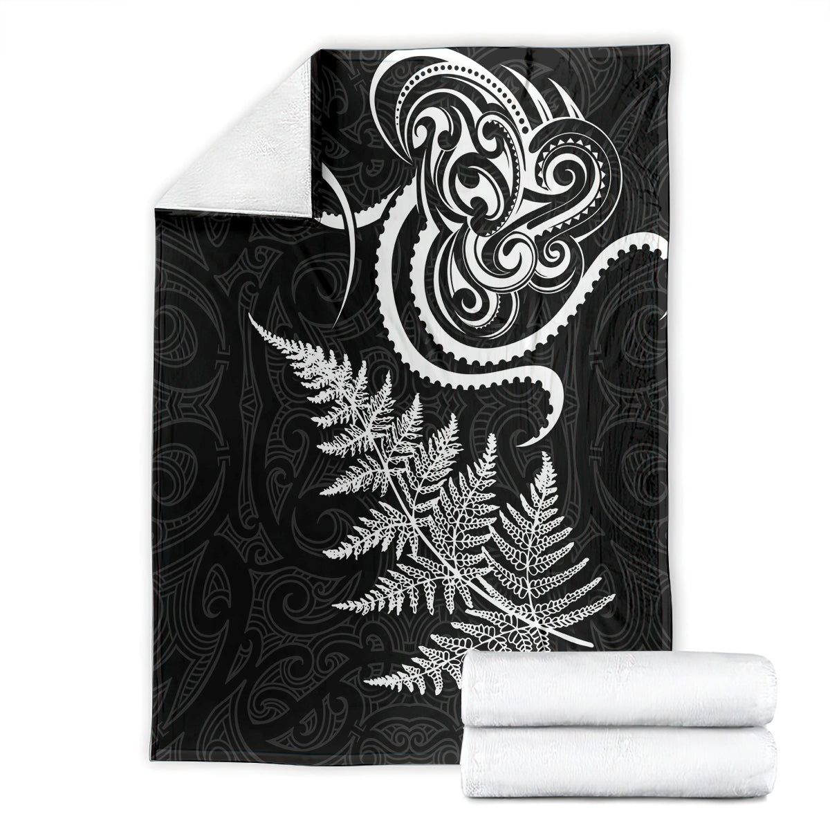New Zealand Octopus Tattoo and Fern Blanket Maori Pattern