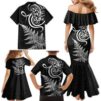 New Zealand Octopus Tattoo and Fern Family Matching Mermaid Dress and Hawaiian Shirt Maori Pattern