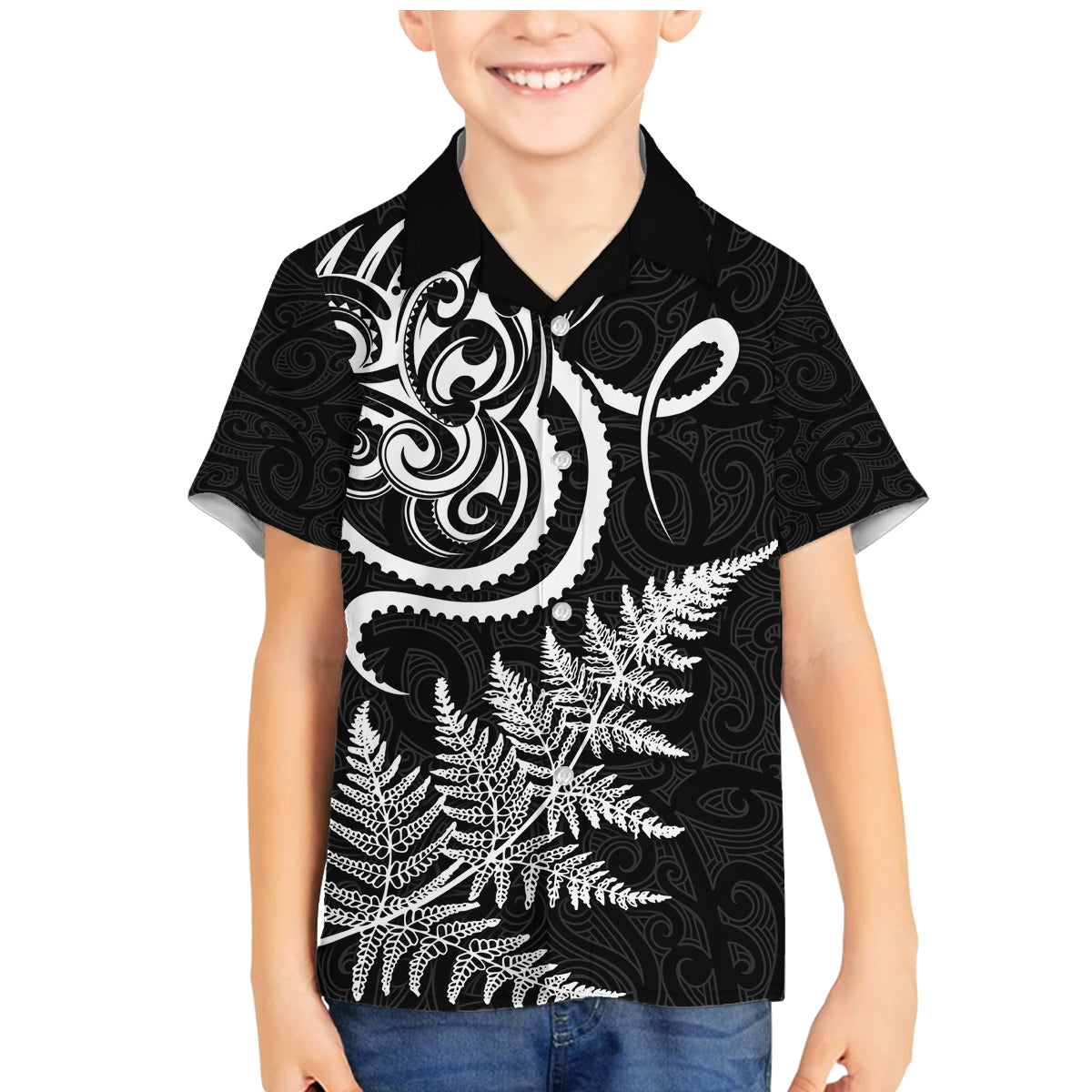 New Zealand Octopus Tattoo and Fern Family Matching Mermaid Dress and Hawaiian Shirt Maori Pattern
